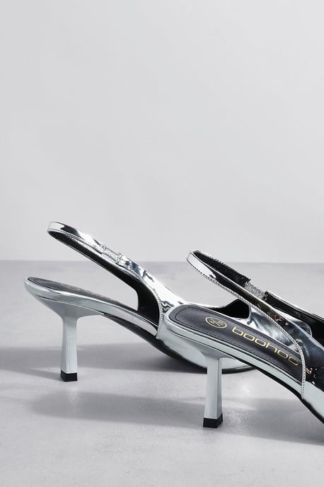 Metallic Low Stiletto Slingback Court Shoe - Image 3