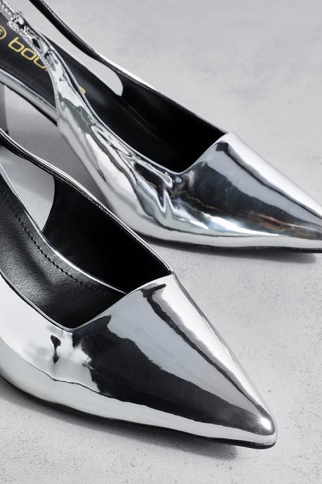 Metallic Low Stiletto Slingback Court Shoe - Image 4
