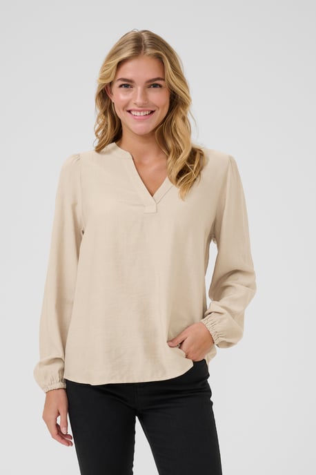 Blouse met lange mouwen Regular fit cream - Image 3