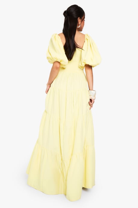 Extreme Puff Sleeve Shirred Maxi Smock Dress - Image 2