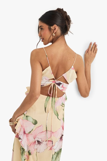 Floral Crinkle Chiffon Ruffle Maxi Dress - Image 4