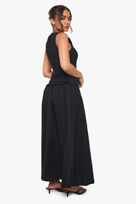 Racer Neck Shirred Drop Waist Midaxi Dress - Image 2