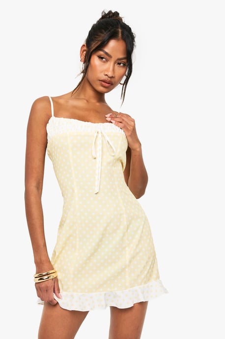 Contrast Polka Dot Mini Dress - Image 1