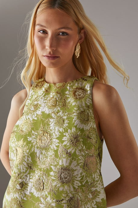 Jacquard Peplum Hem Open Back Mini Dress - Image 4