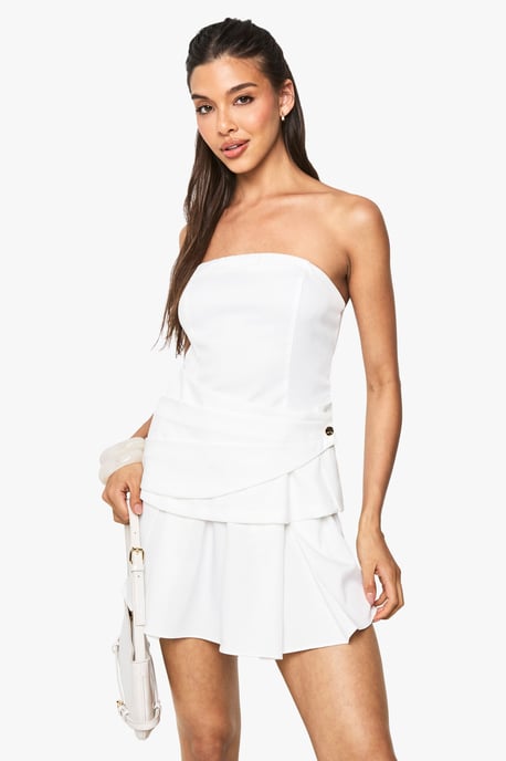 Tailored Wrap Bandeau Mini Dress - Image 3