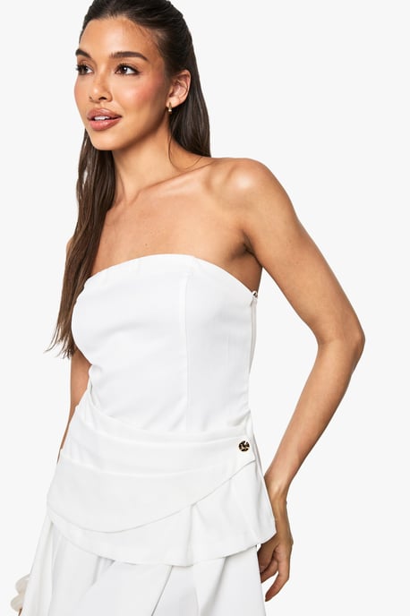 Tailored Wrap Bandeau Mini Dress - Image 4