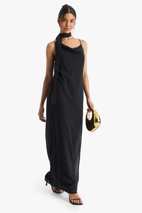 Chiffon Slip Dress with Neck Tie - Image 1