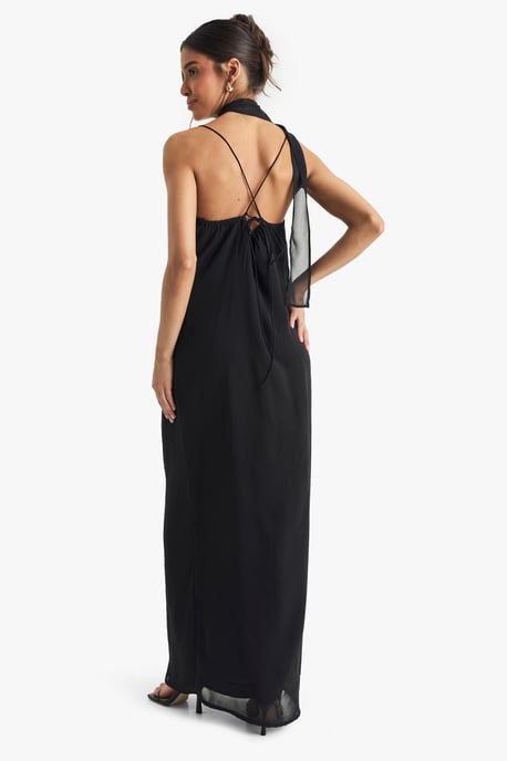 Chiffon Slip Dress with Neck Tie - Image 2