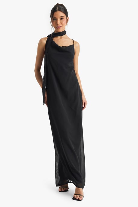 Chiffon Slip Dress with Neck Tie - Image 3