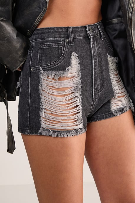 Distressed Extreme Ripped Denim Shorts - Image 3