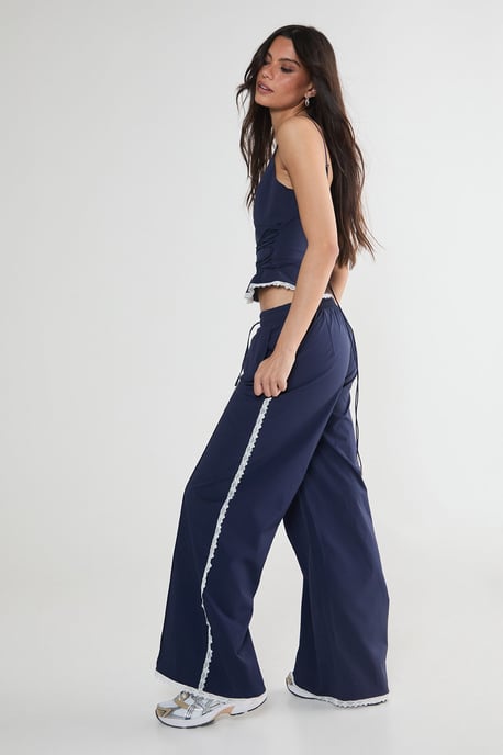 Nylon Lace Trim Straight Leg Trouser - Image 1