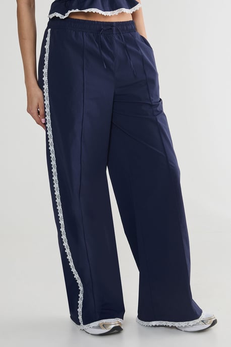 Nylon Lace Trim Straight Leg Trouser - Image 2