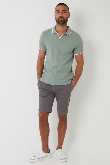 Pale Green Cotton Trophy Neck Polo Shirt - Image 3