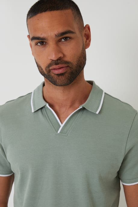 Pale Green Cotton Trophy Neck Polo Shirt - Image 4