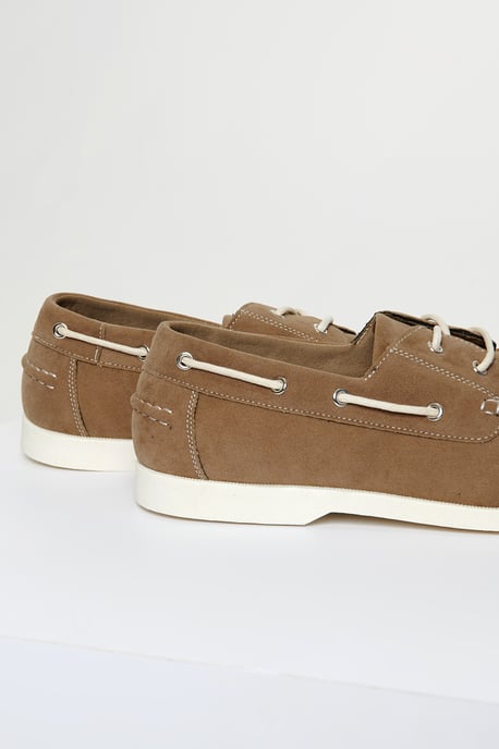 Stone Faux Suede Boat Shoes - Image 4