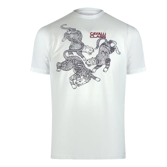 Cavalli Class Traditioneel Stijl Luipaard Grafisch Off White T-shirt - Image 1