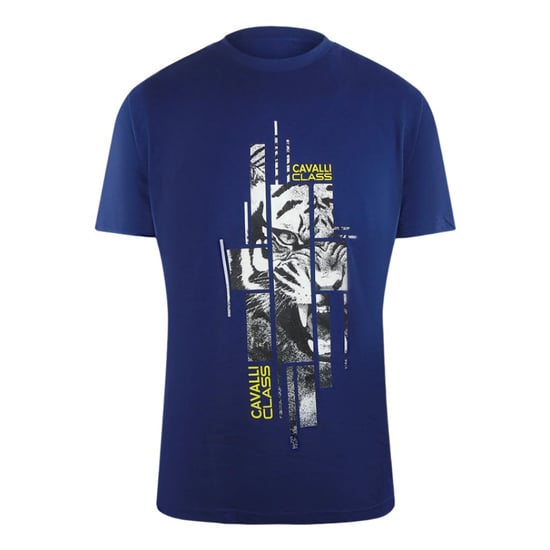 Cavalli Class Abstract Tiger Logo Blue T-shirt - Image 1