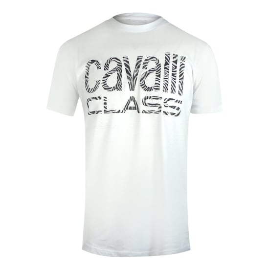 Cavalli Class Bold Zebra Print Logo White T-shirt - Image 1