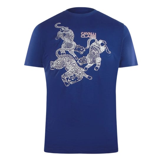 Cavalli Class Paisley Leopards Logo Blå T-shirt - Image 1