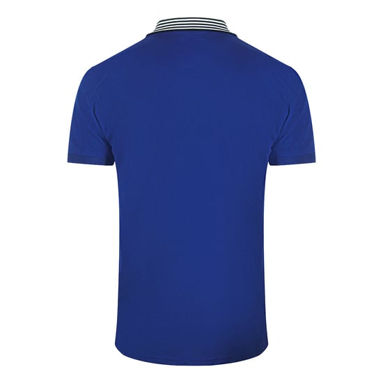Cavalli Class Striped Collar Iris Blue Polo Shirt - Image 2