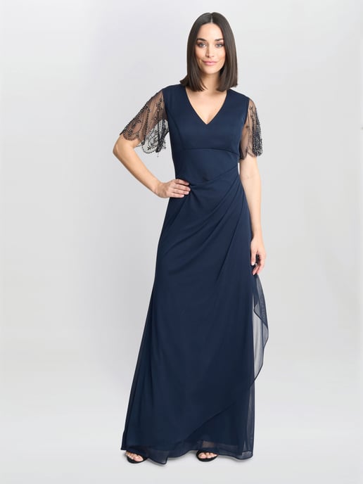 JOSEPHINE V Neck Maxi Dress With Embellished Sleeve - Image 3