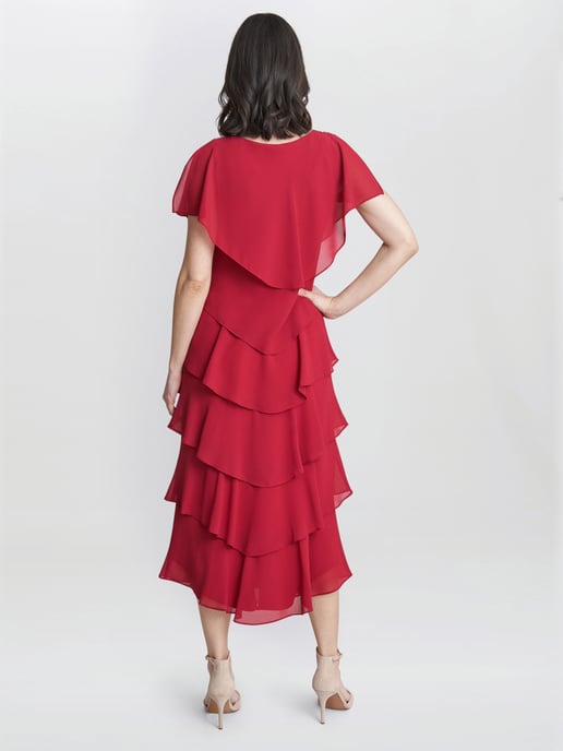 Tessa Midi Tiered Dress With Shoulder Trim - Image 2