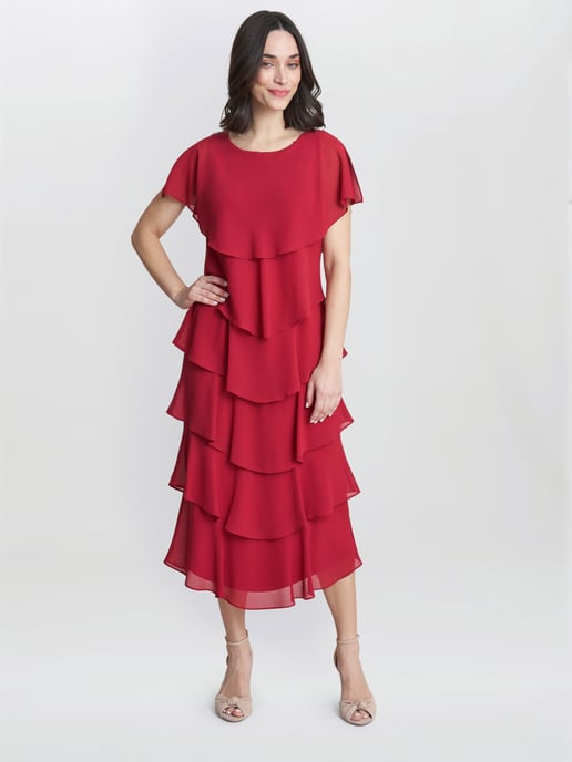 Tessa Midi Tiered Dress With Shoulder Trim - Image 3