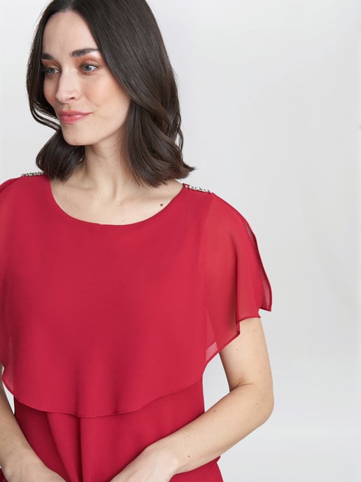 Tessa Midi Tiered Dress With Shoulder Trim - Image 4