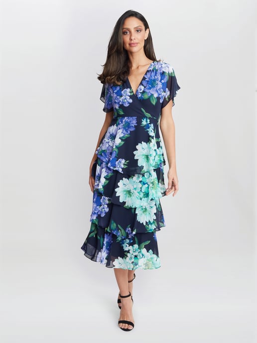 Marie Midi Printed Tiered Dress - Image 1