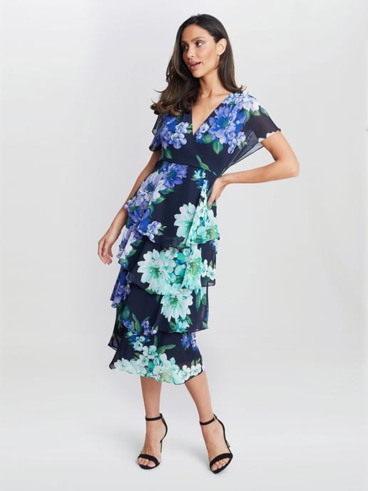 Marie Midi Printed Tiered Dress - Image 3