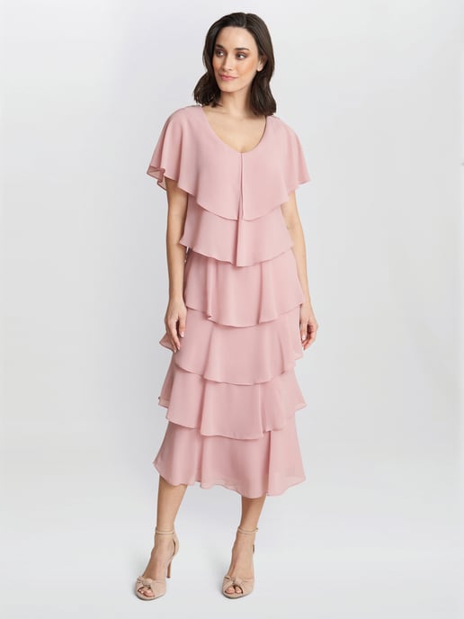 Rebecca Midi Tiered Dress With Shoulder Trim - Image 3