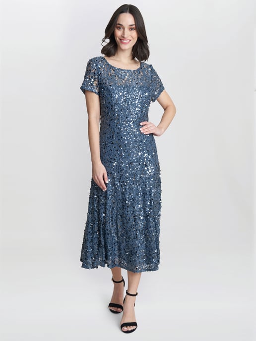 Andrea A-Line Dress With Illusion Neckline - Image 1