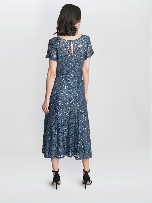 Andrea A-Line Dress With Illusion Neckline - Image 2