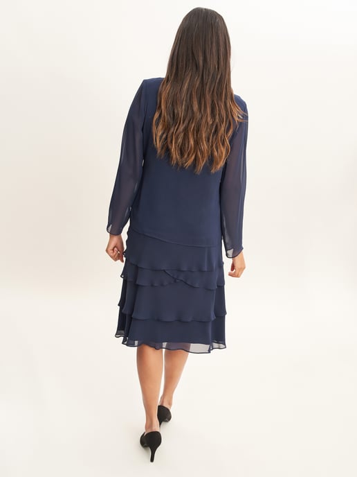 Camira Lace Shoulder Bead Tier Jacket Dress - Image 2