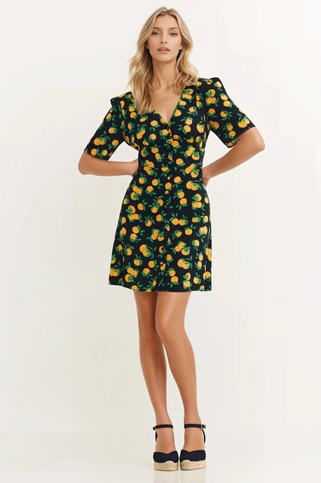 Black Sassy Orange Dress - Image 1