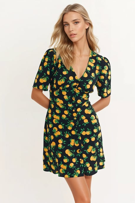 Black Sassy Orange Dress - Image 2