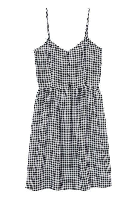 Black White Gingham Strappy Summer Dress - Image 2