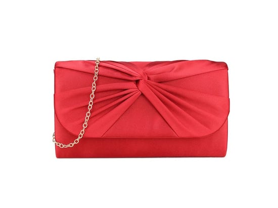 Ruched Satin Clutch in Red - Image 1