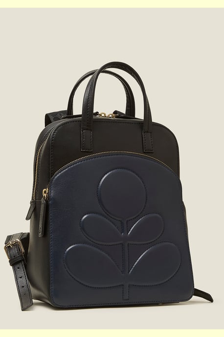 Black Emilia Petite Backpack - Embossed Stem Black - Image 2