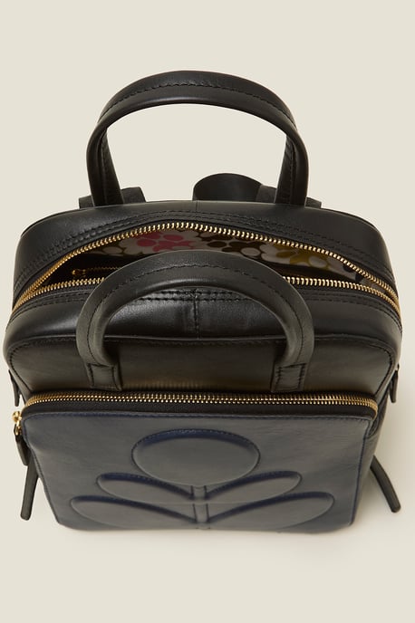 Black Emilia Petite Backpack - Embossed Stem Black - Image 3
