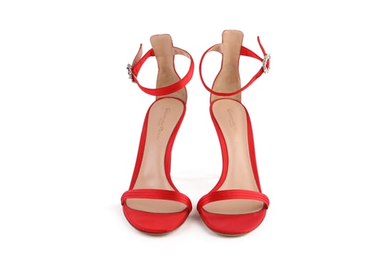 Gianvito Rossi Portofino 100 Crystal-Embellished Red Satin Sandals - Image 2