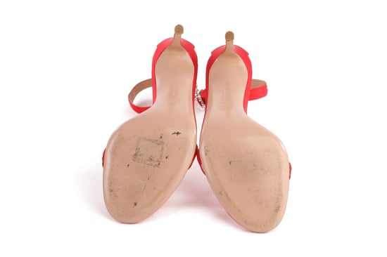 Gianvito Rossi Portofino 100 Crystal-Embellished Red Satin Sandals - Image 5