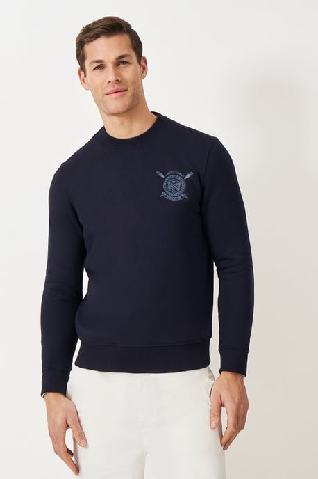 Mens Navy Crest Logo Sweatshirt - Image 1