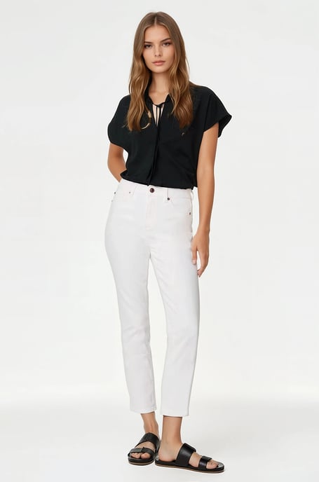 White Slim Ankle Grazer Jeans - Image 2