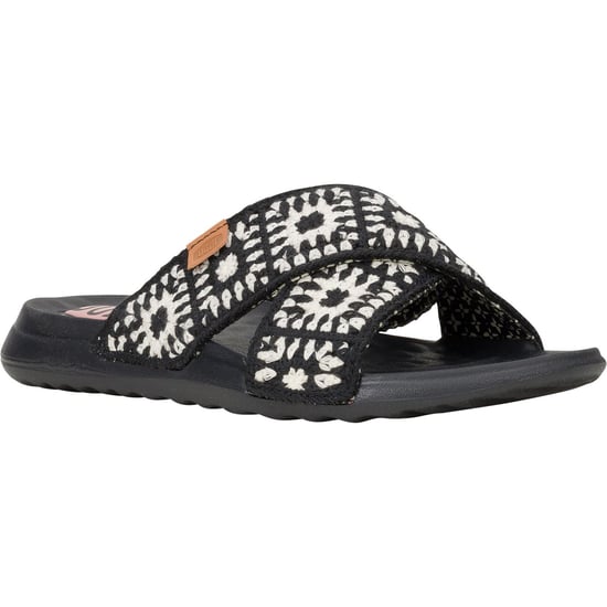 HEYDUDE Christi Slide Cottage Crochet Cotton Women's Black/White Sandals - Image 1