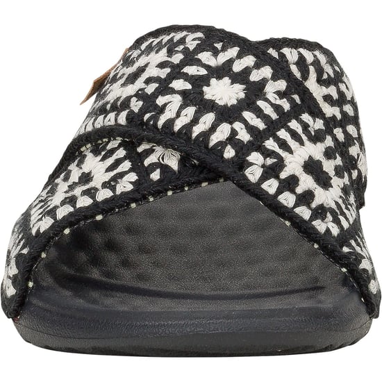 HEYDUDE Christi Slide Cottage Crochet Cotton Women's Black/White Sandals - Image 3