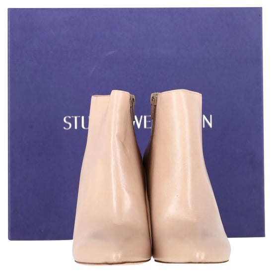 Stuart Weitzman Block-Heel Ankle Boots in Nude Leather - Image 6