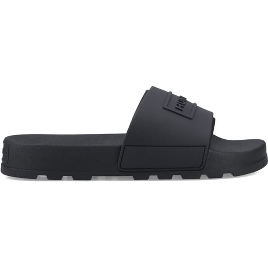 Hunter Core Embossed Slider Polyester Zwarte Slippers - Image 4