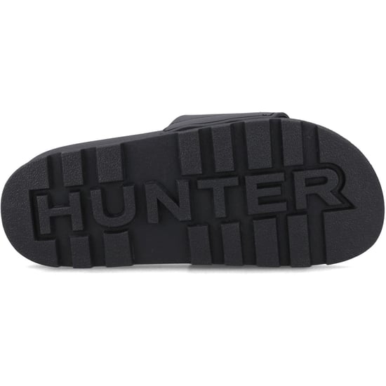 Hunter Core Embossed Slider Polyester Dames Zwarte Slippers - Image 3