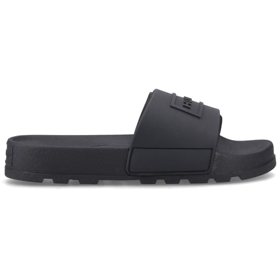 Hunter Core Embossed Slider Polyester Dames Zwarte Slippers - Image 4